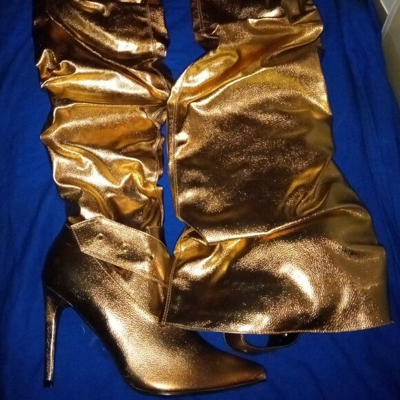 ROSE GOLD FAUX LEATHER SLOUCH BELT / THIGH HIGH  ( BRAND NEW !!! ) - Picture 5 of 6